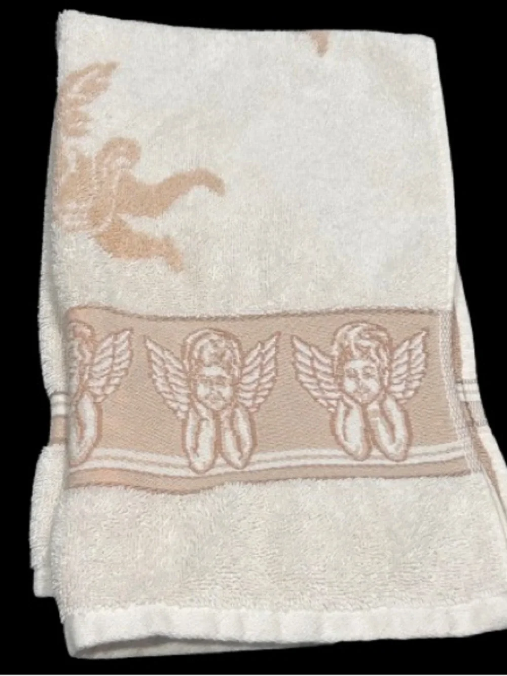 Vintage 90s Celestial Cherub Hand Towel Angels Whimsigoth Bathroom Decor